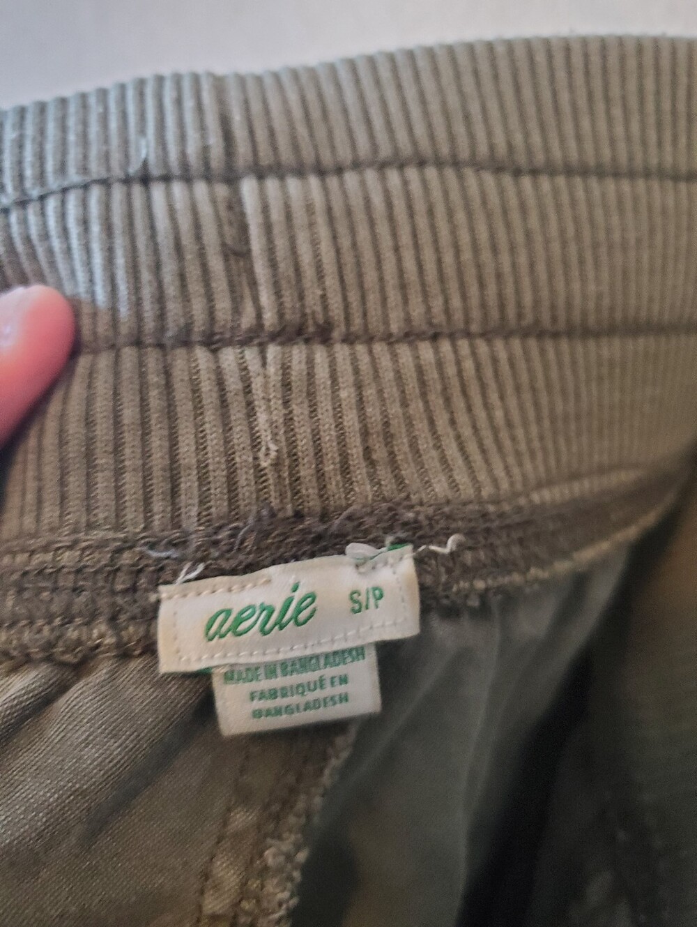 Aerie Olive Ribbed Woven Joggers - Picture 5 of 5